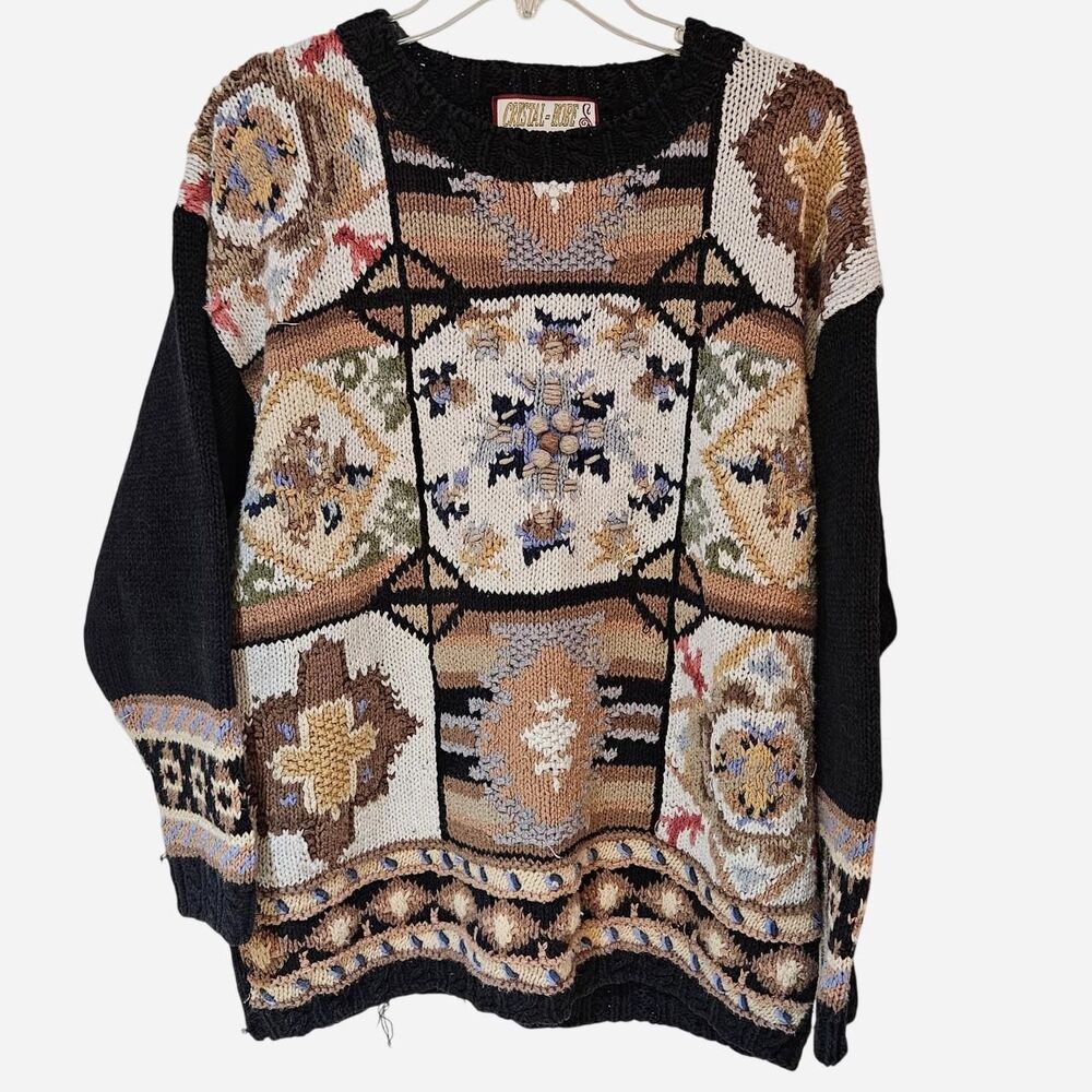 vintage cottagecore twee patchwork knit sweater